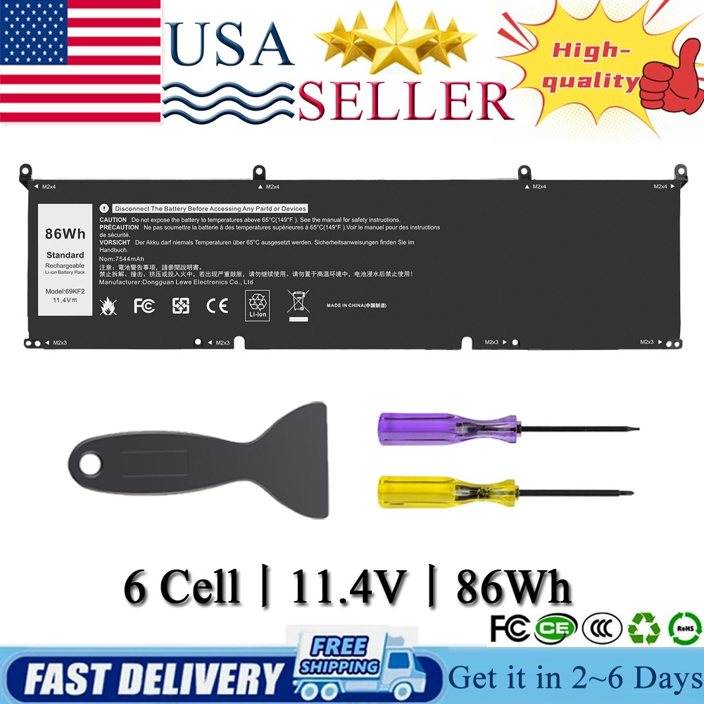 69KF2 Battery For Dell Alienware M15 M17 R3 XPS 15 9500 8FCTC 70N2F 86Wh