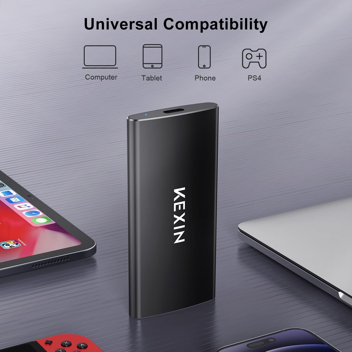 KEXIN External SSD USB-C Portable SSD USB 3.0 1TB Solid State Drive to 500MB/S