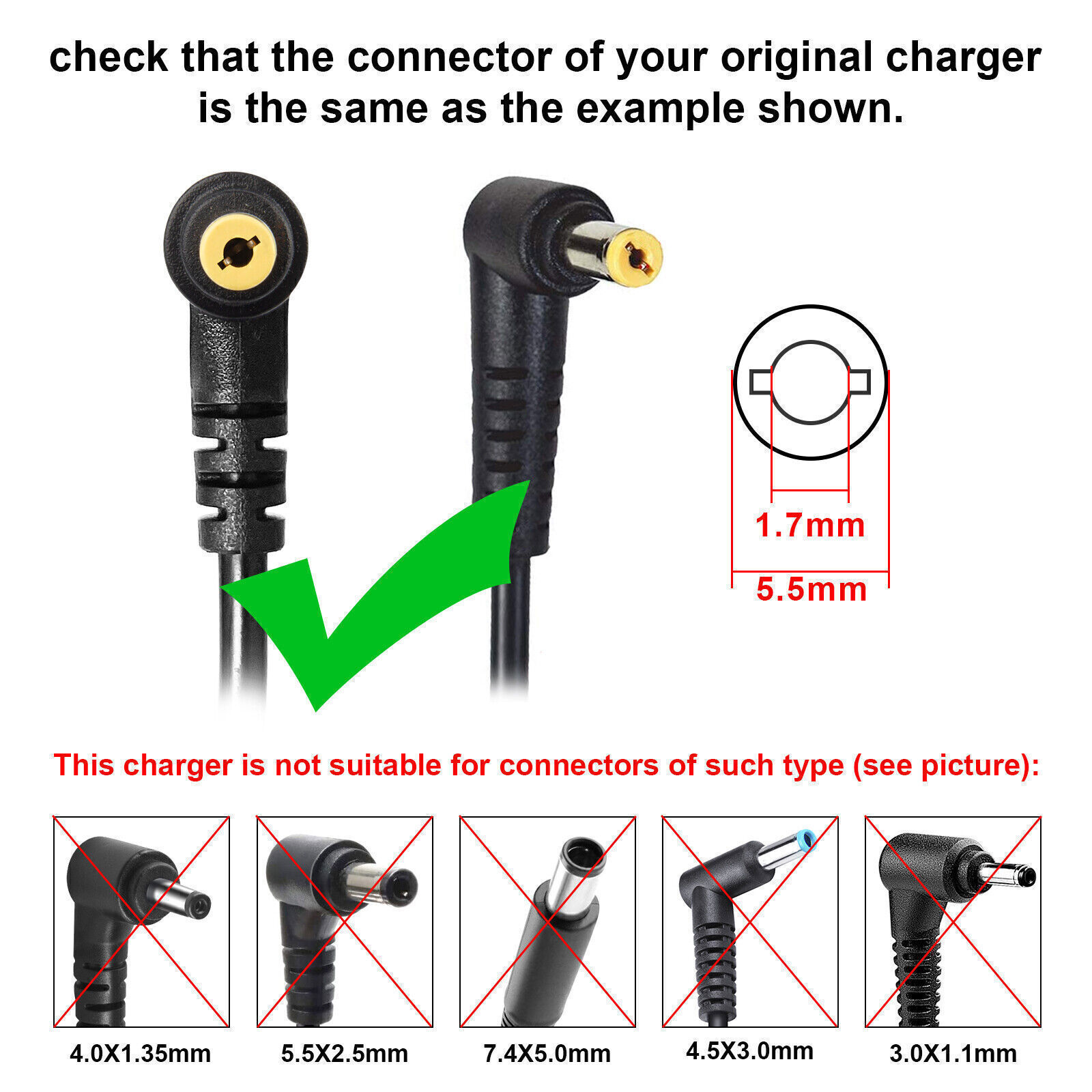 For Acer Nitro 5 Power Supply 135W Laptop Charger AC Adapter US Power Cord Cable