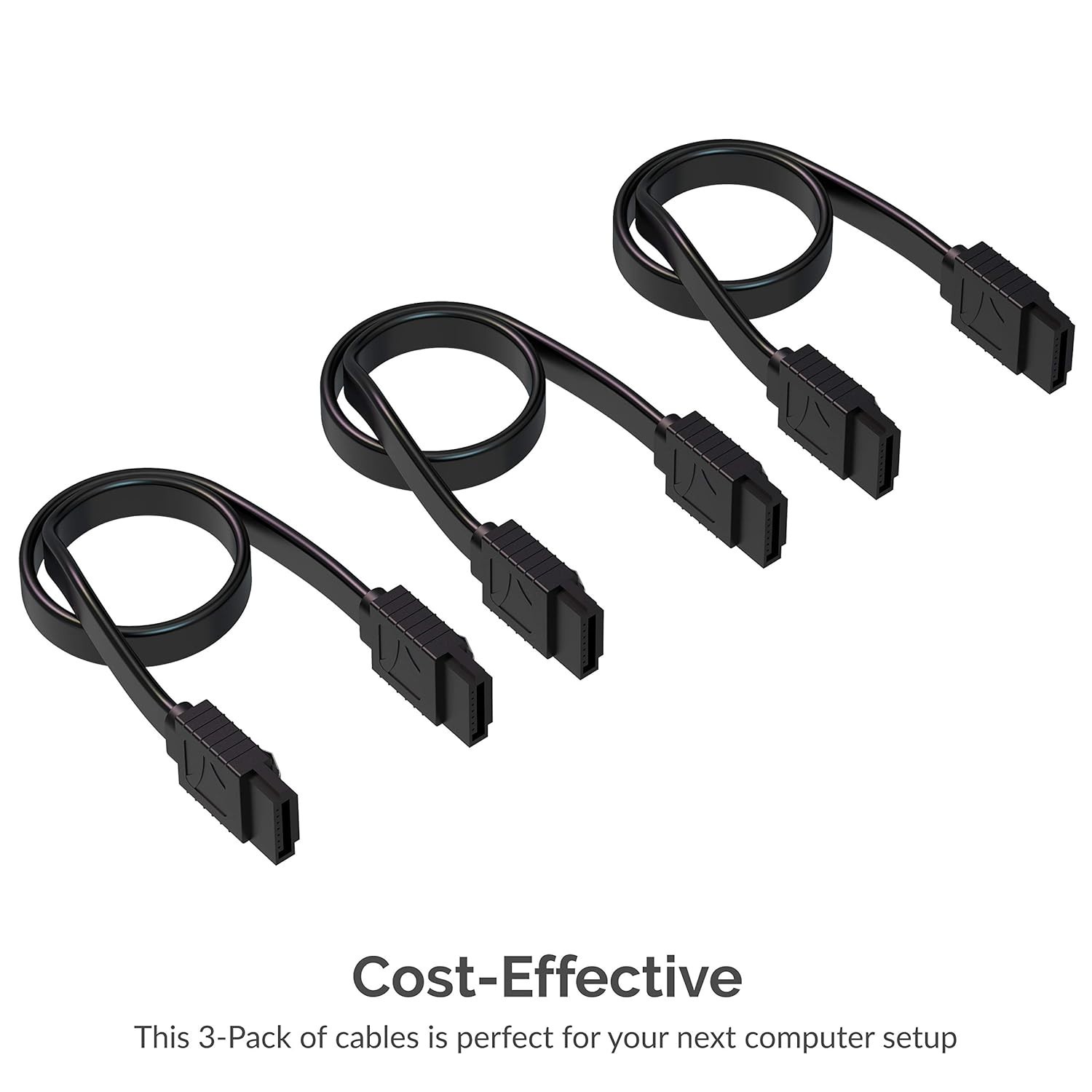 3 Pack SATA III 6 Gbit/s Straight Data Cable with Lock Latch for HDD/SSD/CD/DVD