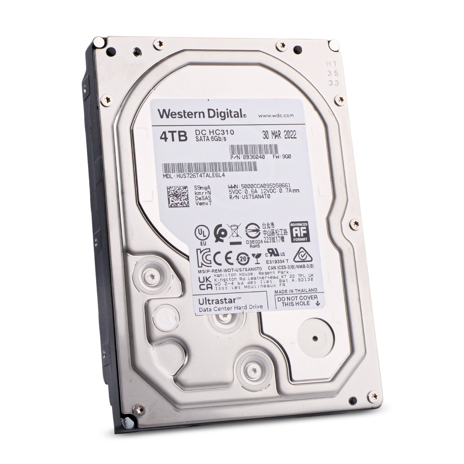 WD DC HC310 HUS726T4TALE6L4 0B36040 4TB 7.2K RPM SATA 6Gb/s 512e 3.5″ HDD