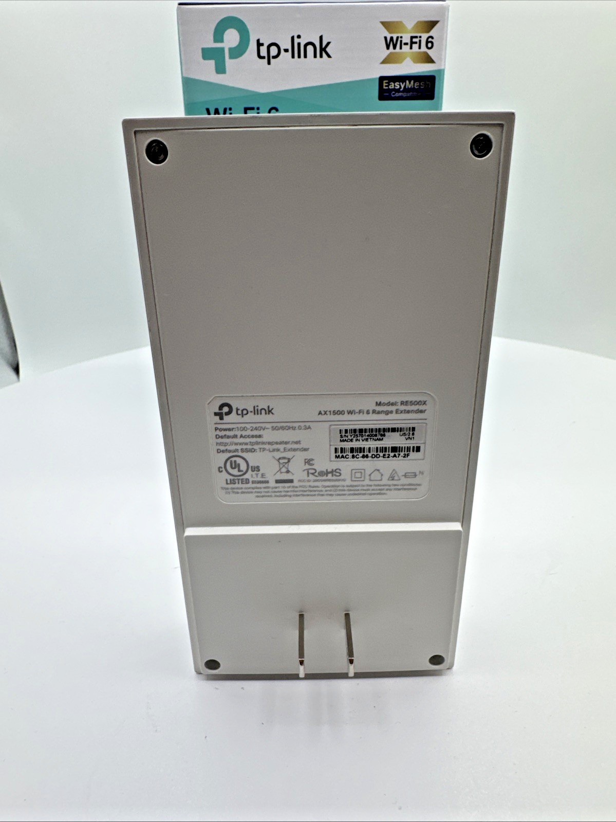 TP-Link RE500X AX1500 WiFi 6 Range Extender Dual Band Gigabit Ethernet White