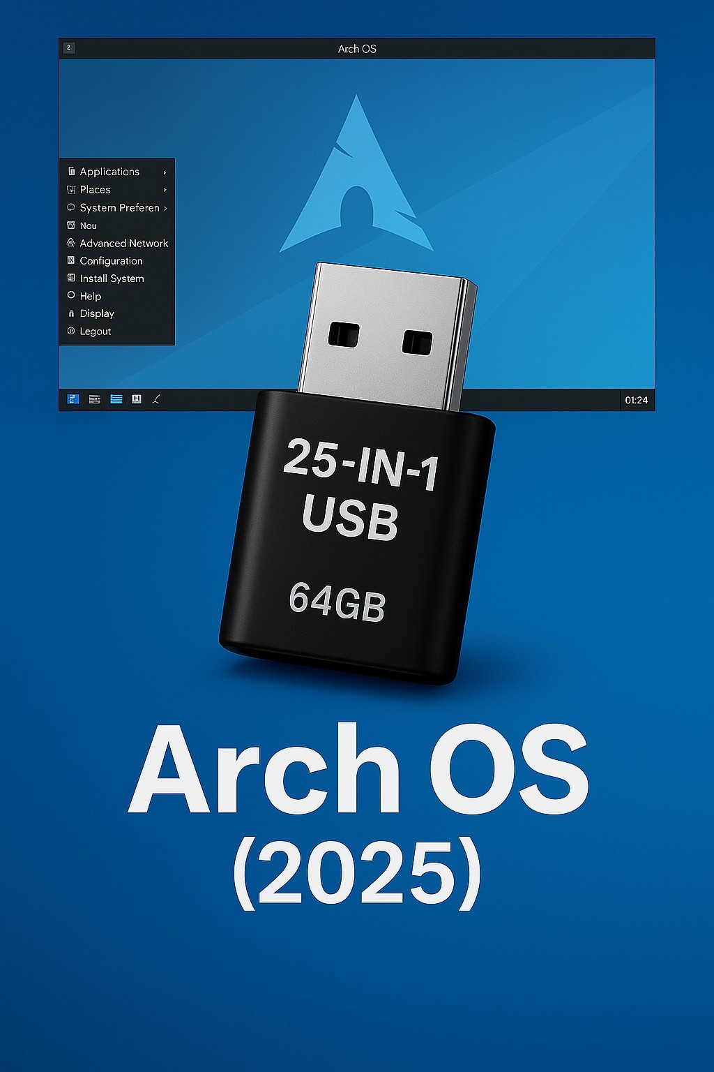 25-in-1 OS USB 128GB Bootable Linux Pack, Arch, AntiX, Fedora, Mint, Zorin, Kali