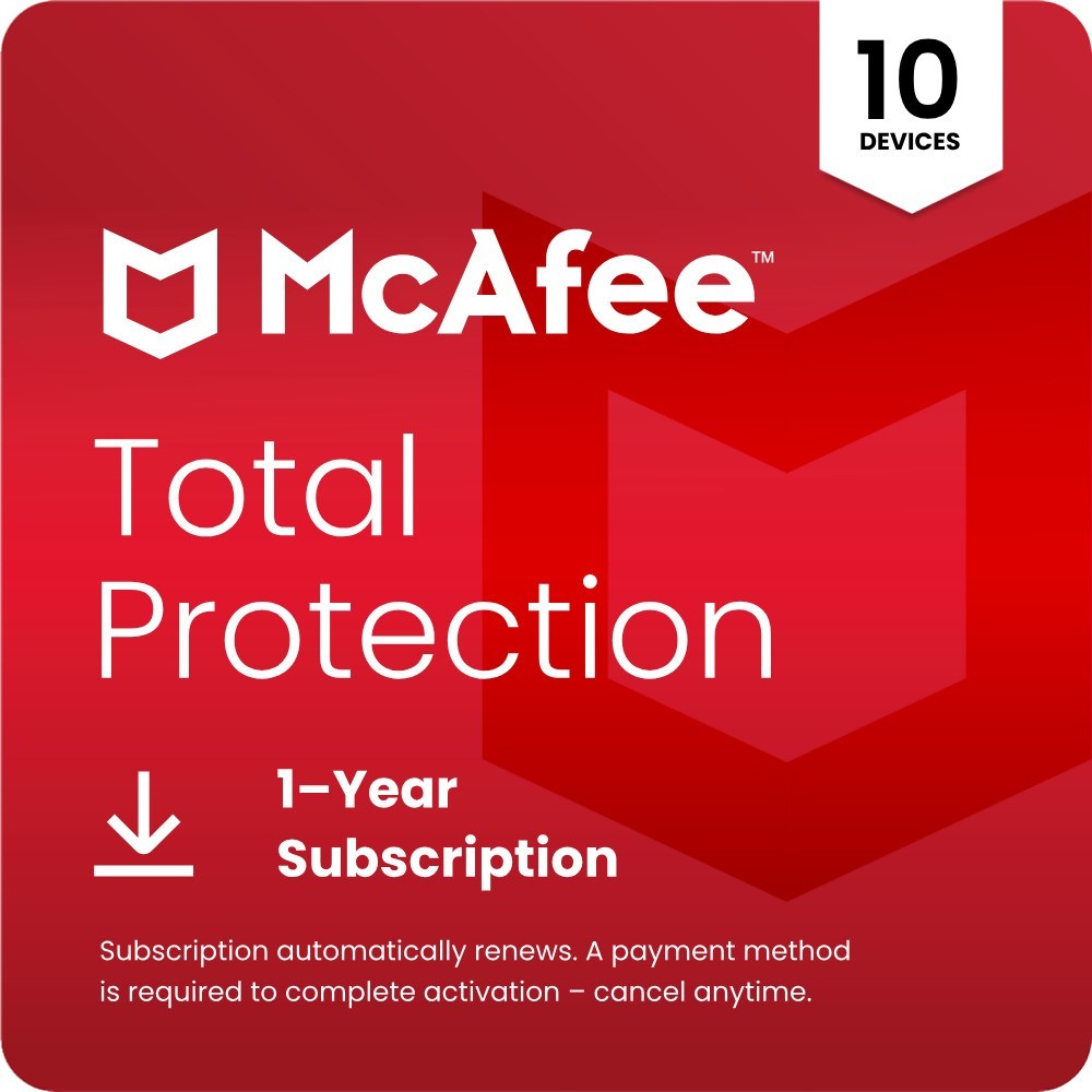 McAfee Total Protection 2026 10 Device 1 Year Antivirus Auto – Renewal – Digital