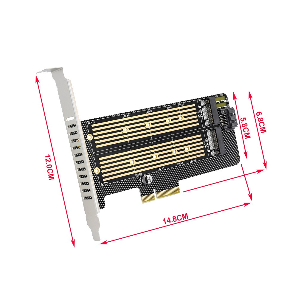 M.2 NGFF to Computer SATA Dual SSD PCI PCIe x4 x8 x16 NVMe Express Adapter Card