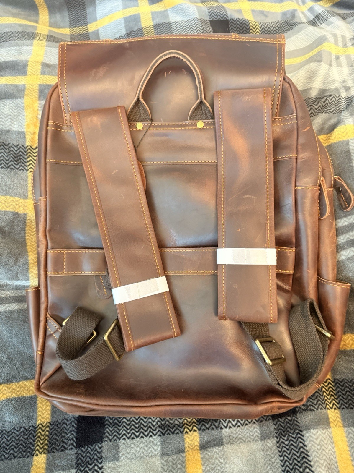 Genuine Leather Laptop Backpack Men Vintage Travel Rucksack Luxury Brown Bag