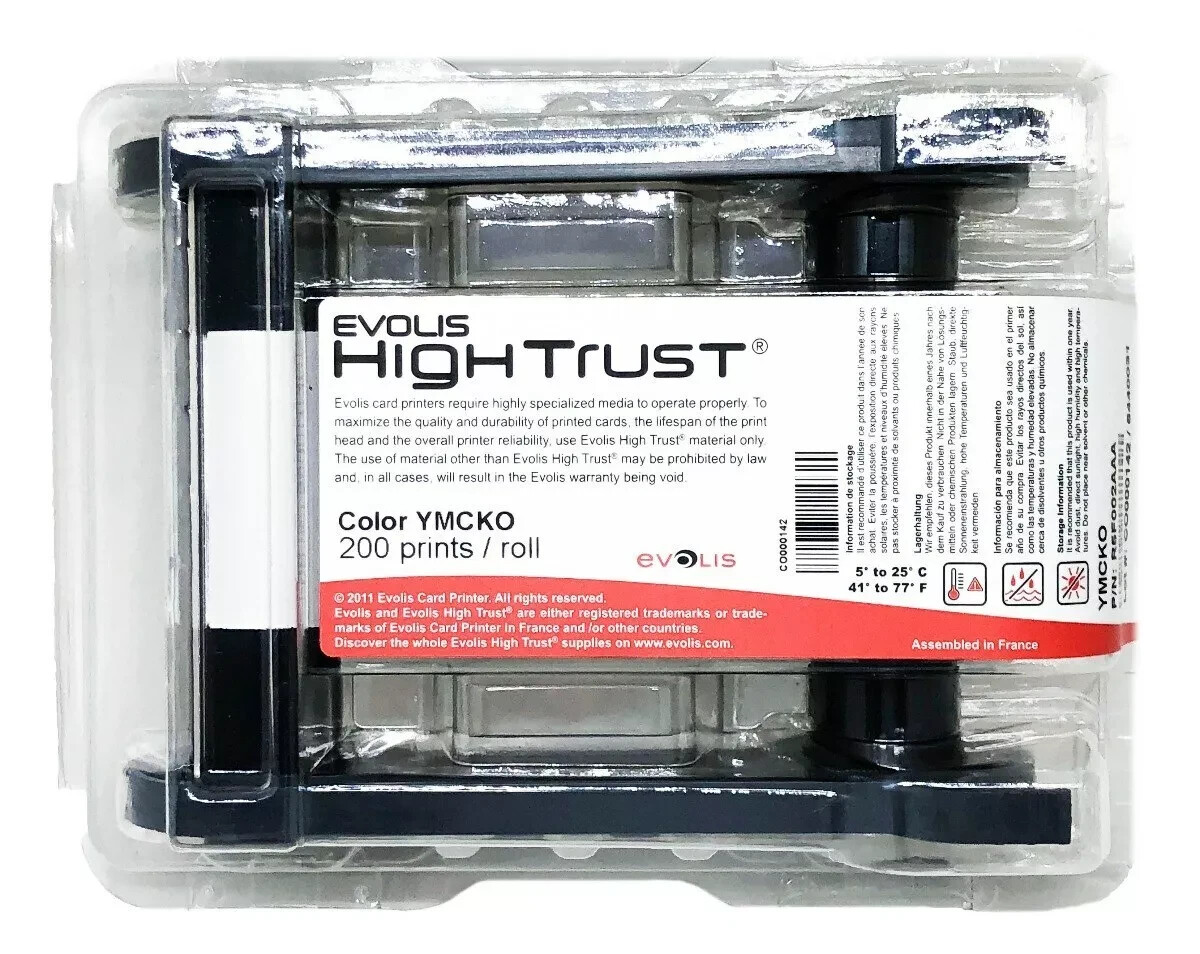Evolis R5F002AAA YMCKO Color Ribbon – 200 Prints – Zenius & Primacy – New Sealed