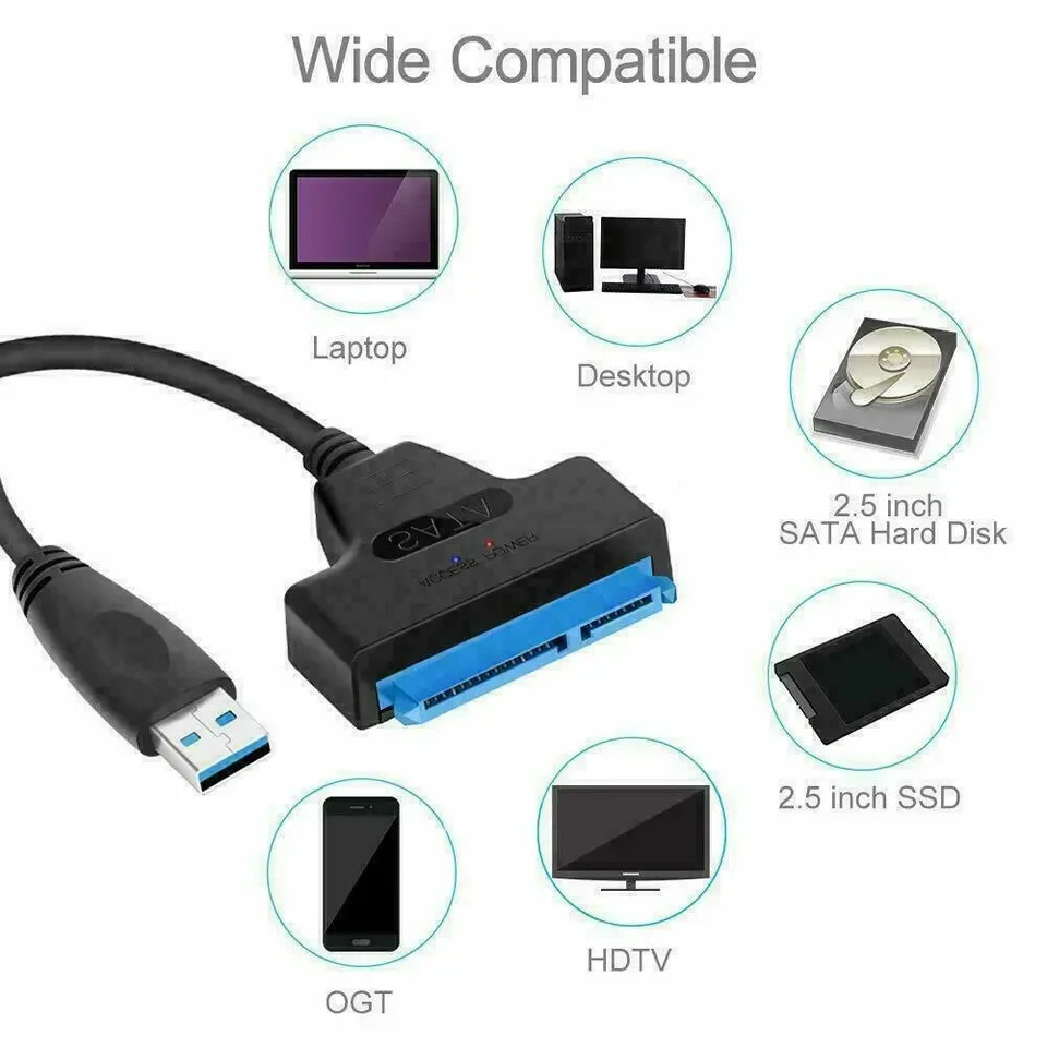 USB 3.0 to 2.5″ SATA III Hard Drive Adapter Cable UASP -SATA to USB3.0 Converter
