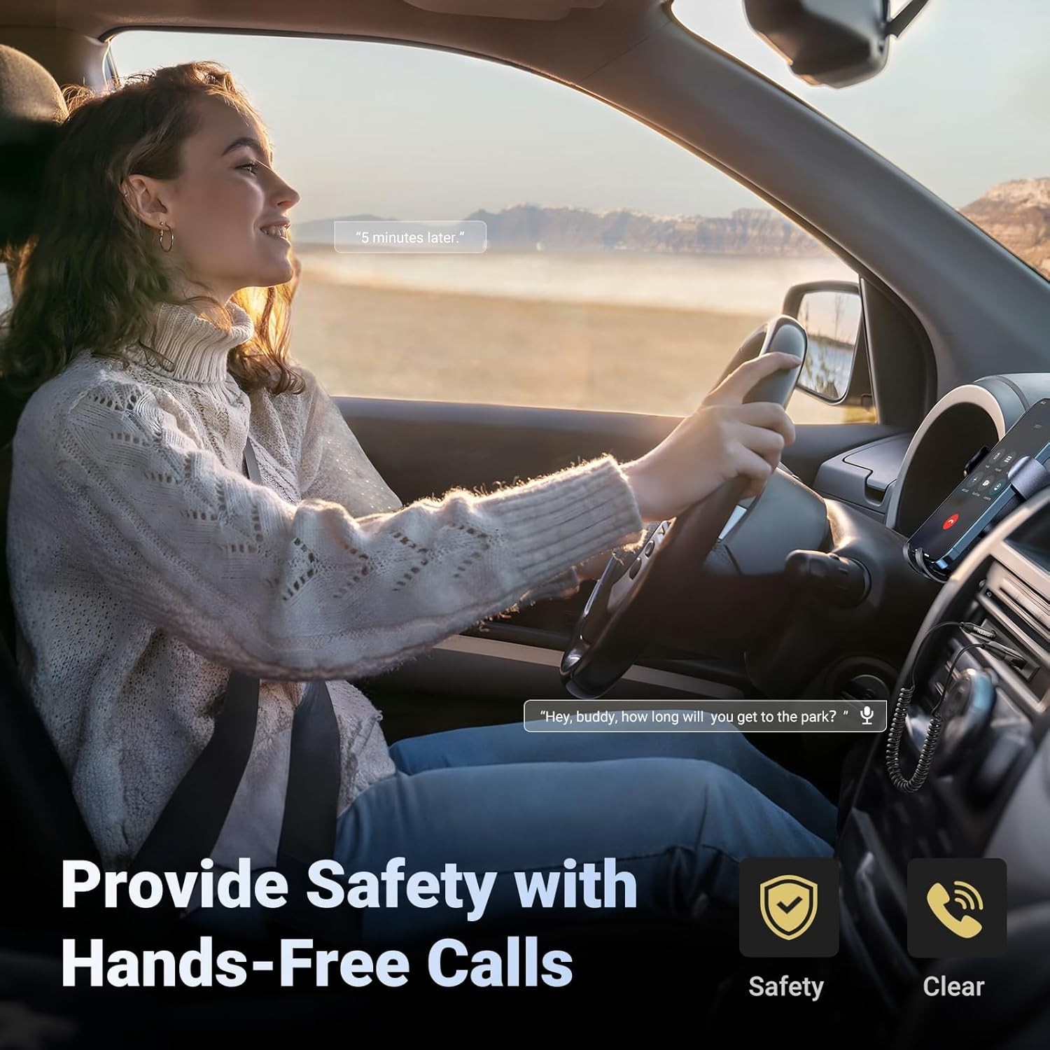 Compact Bluetooth Car Adapter with Built-in Microphone & Plug-and-Play Setup