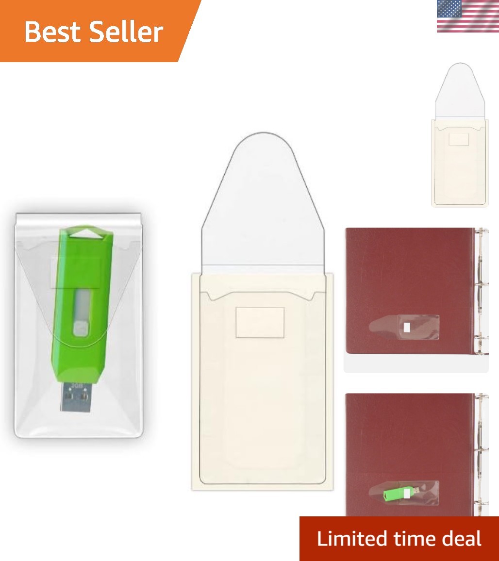 25-Pack USB Flash Drive Holders with Peel & Stick Flap – Weatherproof & Durable
