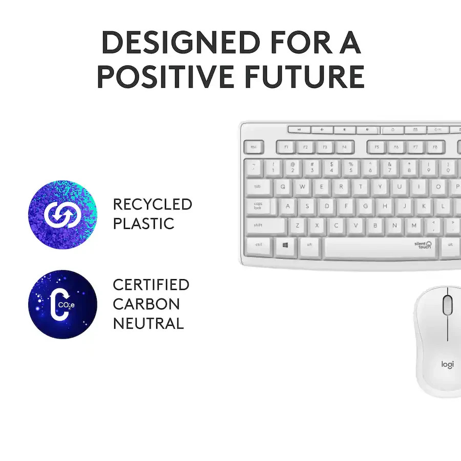 Logitech – MK295 Full-size Wireless Keyboard & Mouse Combo – White (920-009783)