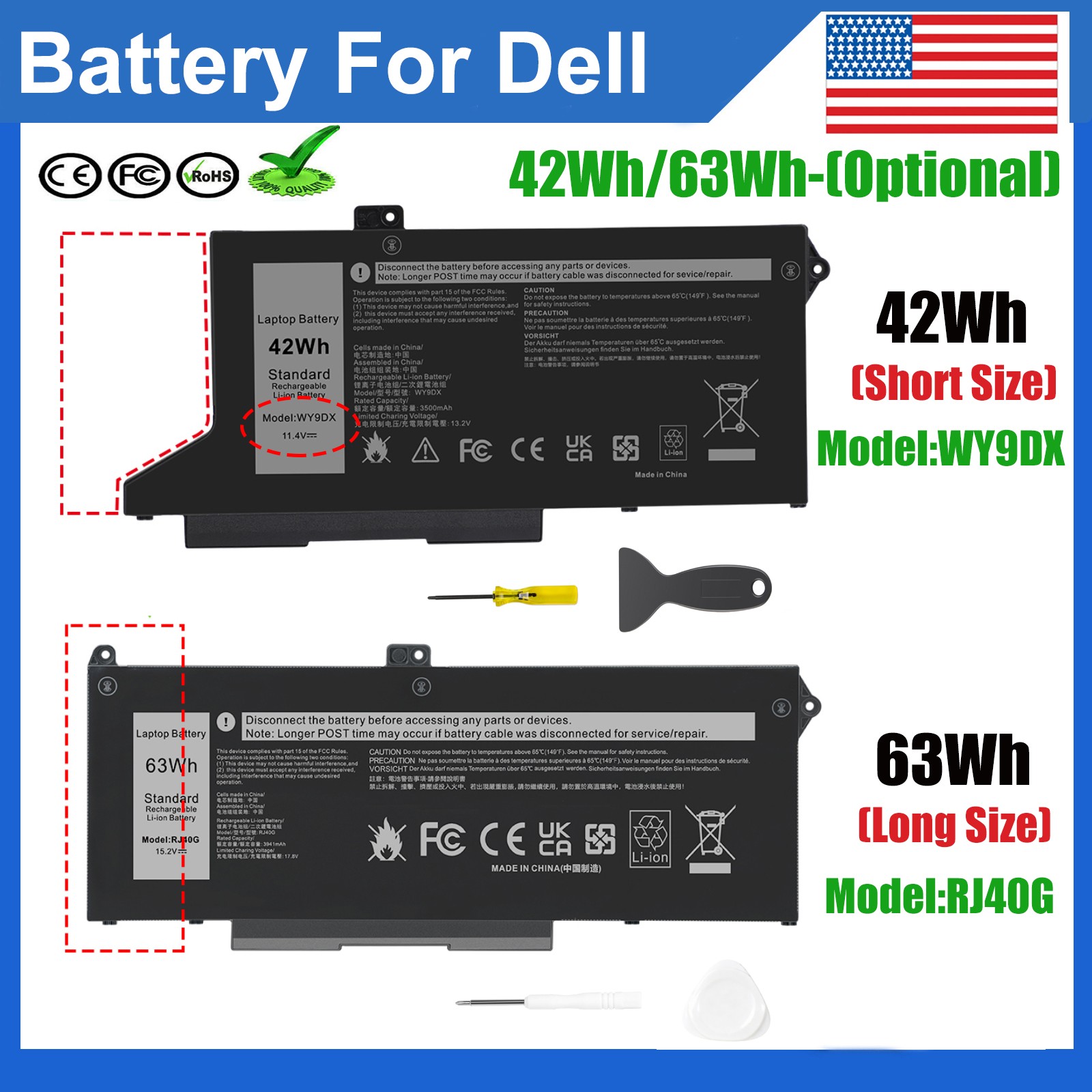 ✅RJ40G Battery for Dell Latitude 14 5420 15 5520 Precision 15 3560 01K2CF /WY9DX