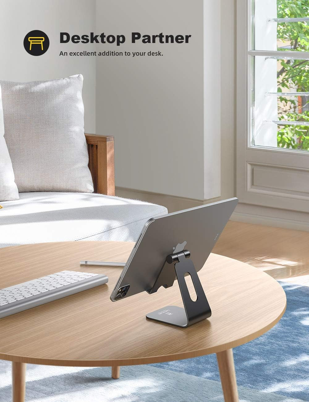 Lamicall Tablet Stand, Tablet Holder for Desk – Multi-Angle Adjustable Tablet De