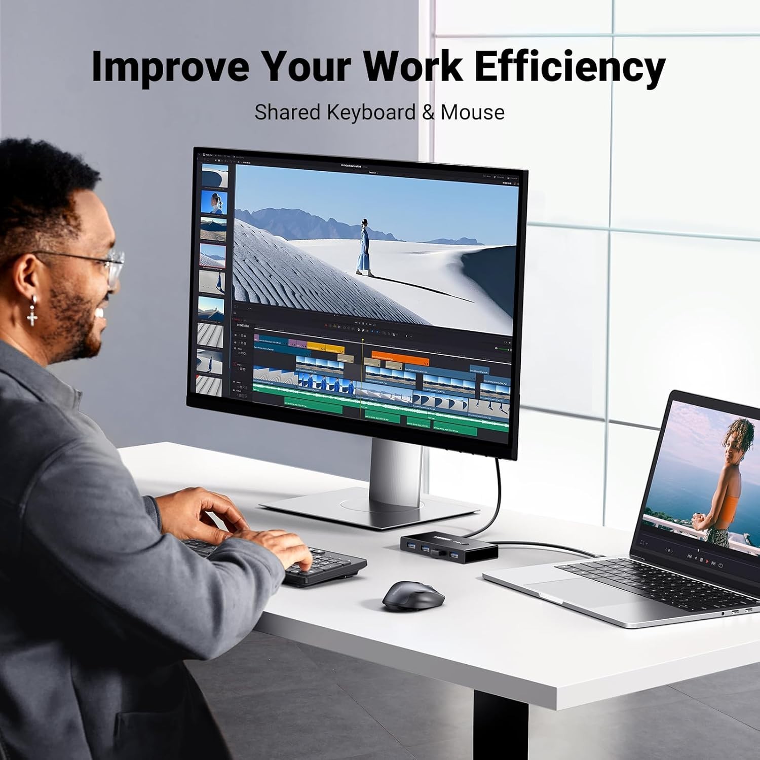 USB 3.0 2-to-4 Switch Selector with One-Button Control & Cables