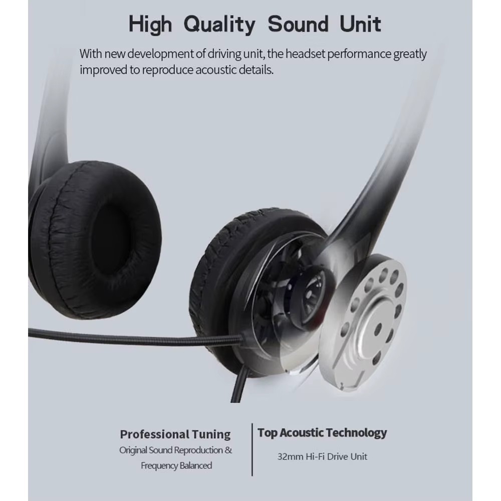 3.5mm Computer Headset Noise Cancelling Microphone Stereo Wired Headphones