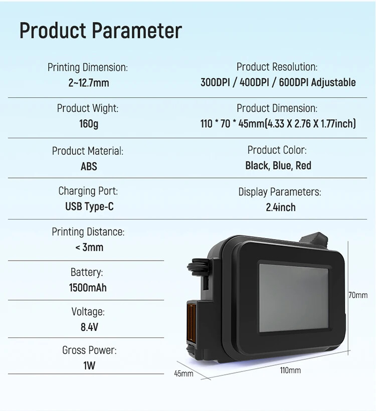 Large Wide Format Inkjet Handheld Printer Single Color Affordable