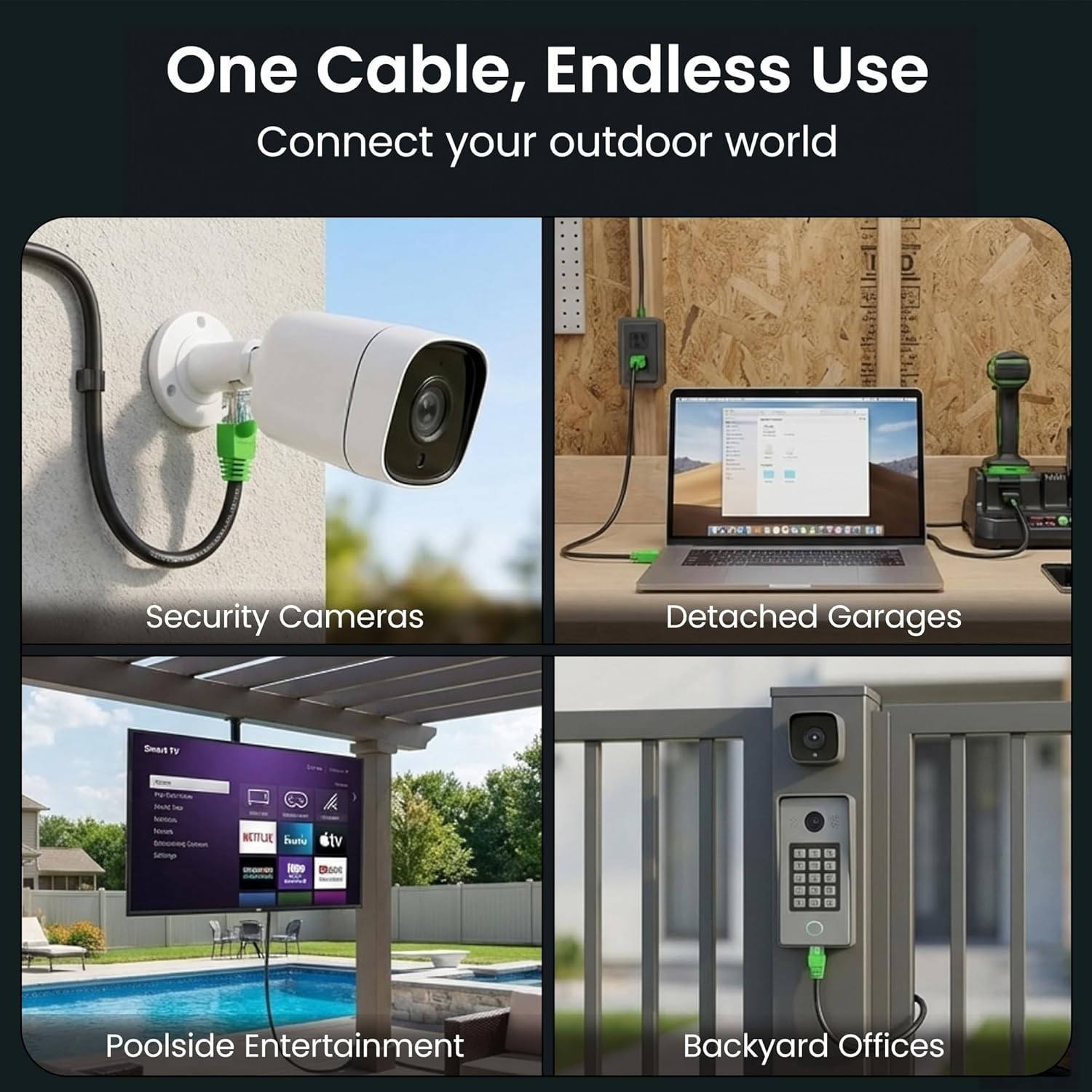 24AWG 100ft Cat 6 Ethernet Cable – Waterproof Direct Burial, Up to 10Gbps/550MHz