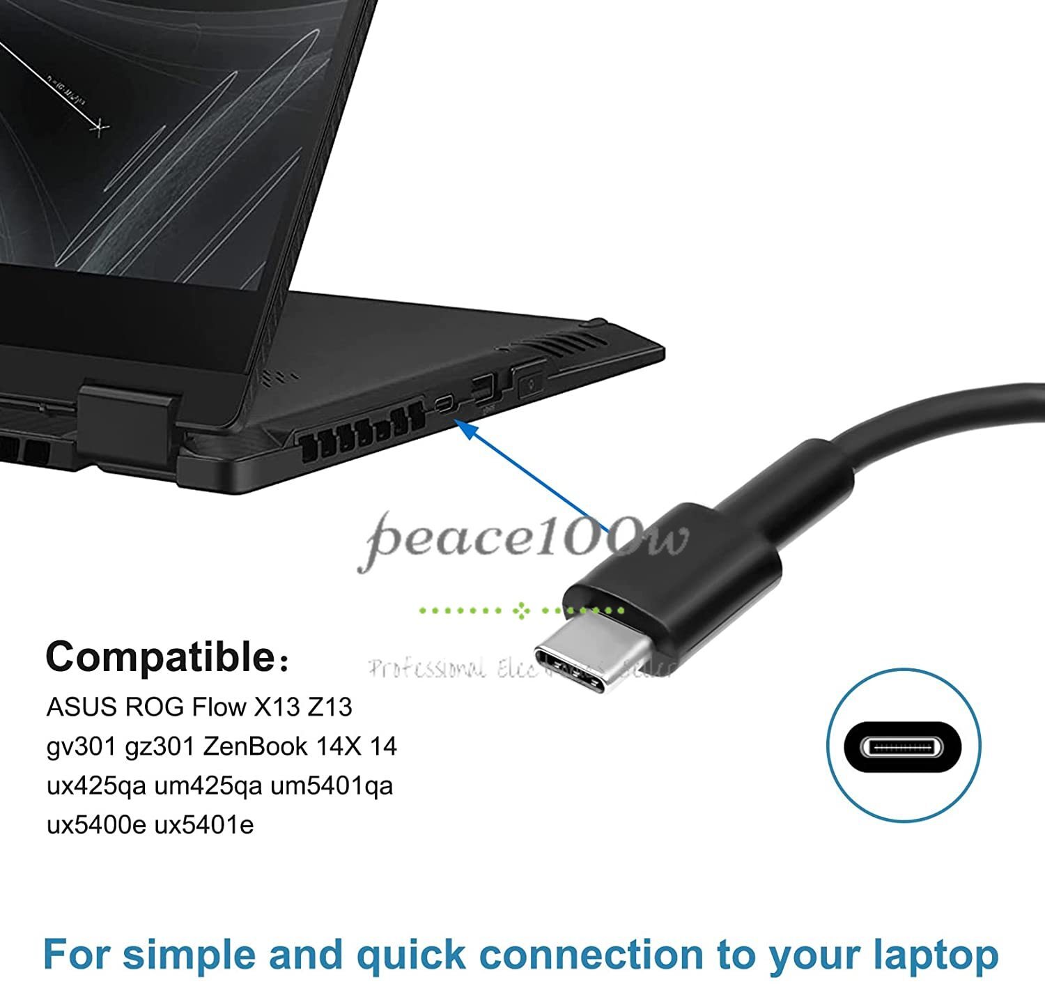 Genuine 100W USB-C Charger for ASUS ROG A20-100P1A ZenBook 14X 14 Type C Adpater