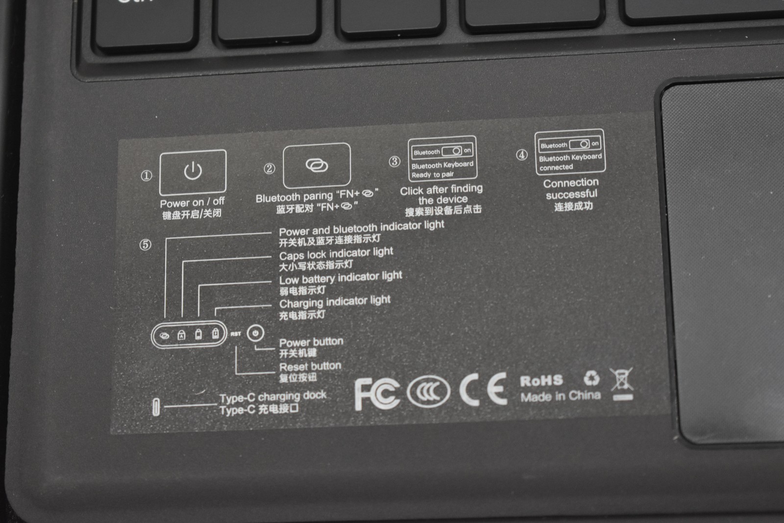 SF-1039D-C Smart Keyboard Dock For Surface Pro 3 4 5 6 7 7+ Backlit Black