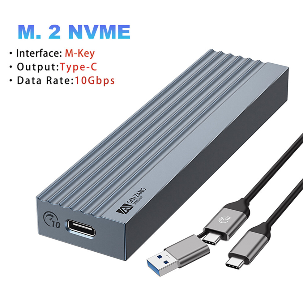 Hard Drive M.2 NVMe SSD Enclosure USB 3.1 Gen to NVMe PCI-E M.2 SSD Case 10Gbps