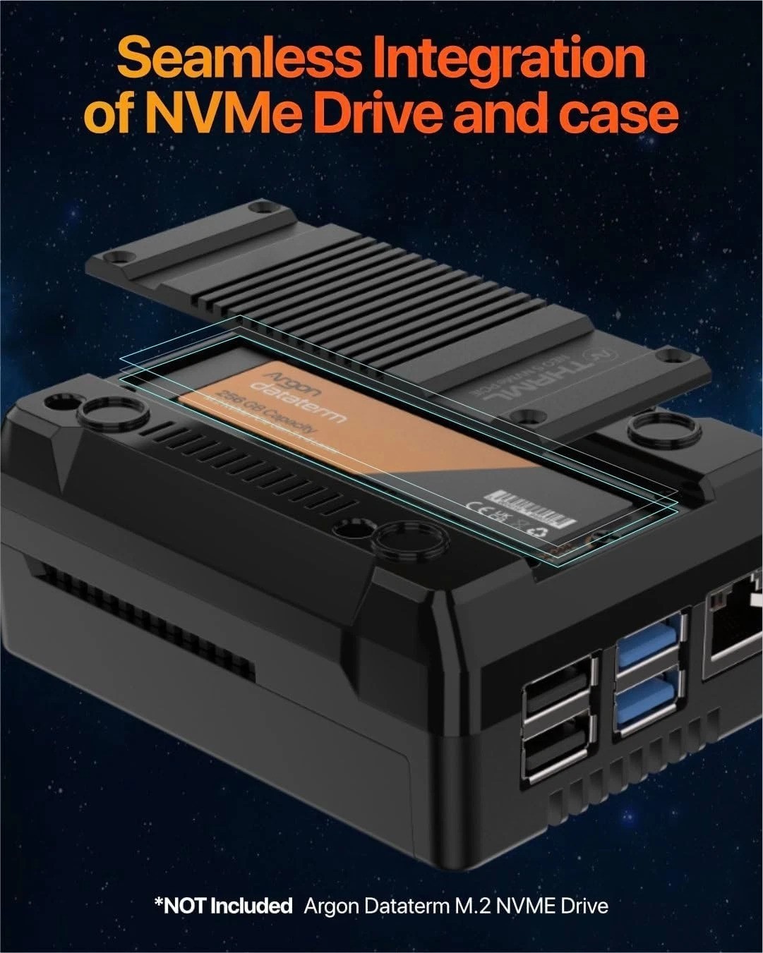 Sleek Argon NEO 5 Aluminum Case for Raspberry Pi 5 with Integrated Cooling Fan