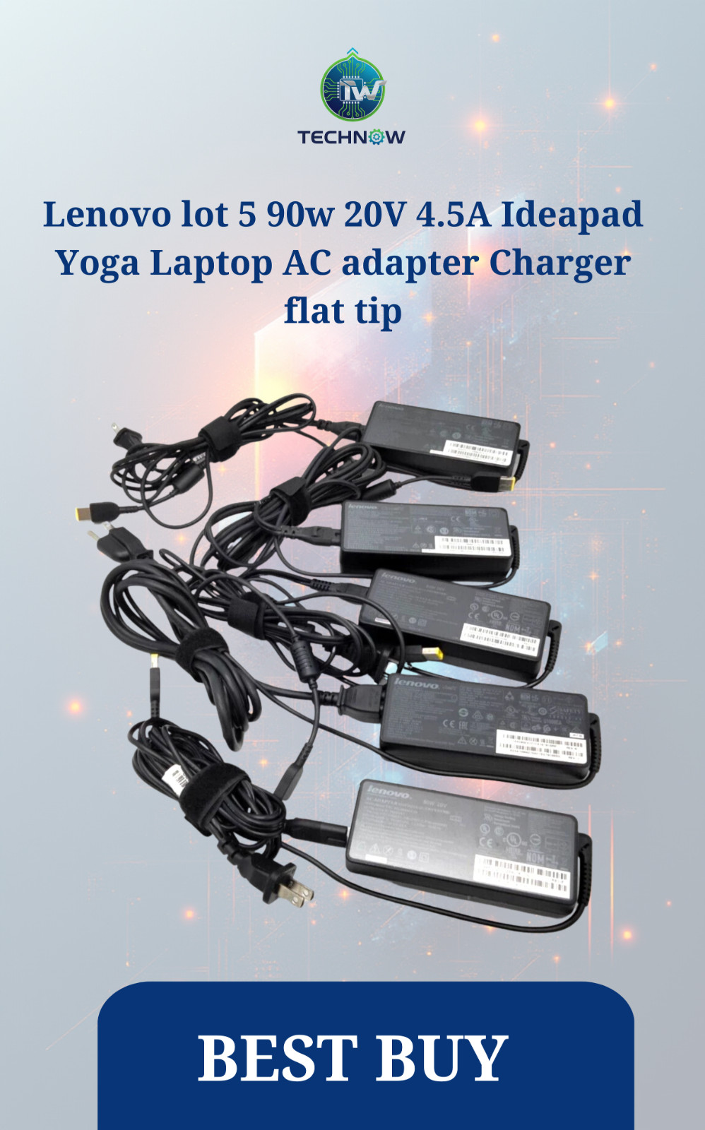 Lenovo lot 5 90w 20V 4.5A Ideapad Yoga Laptop AC adapter Charger flat tip