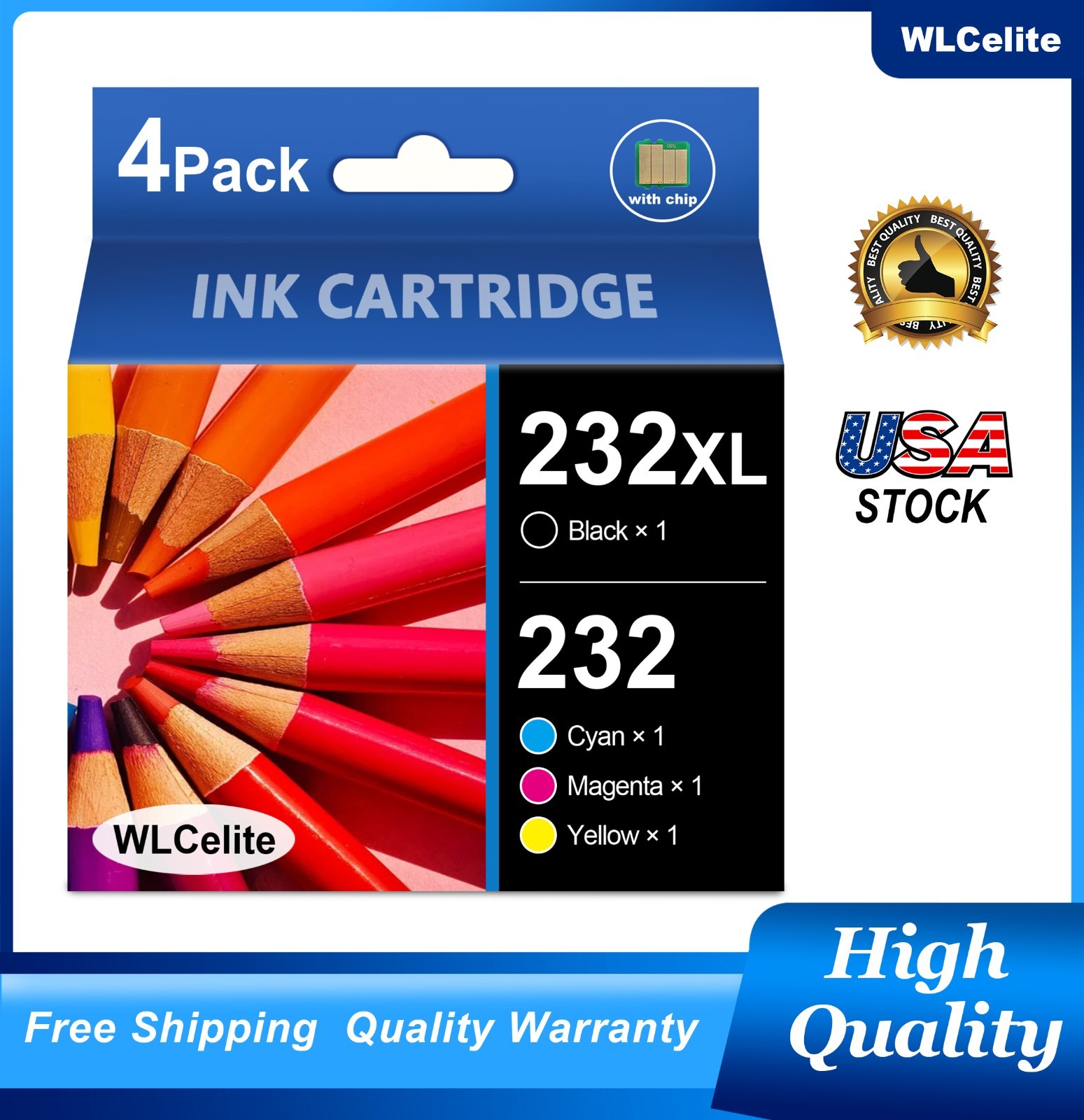 4PK 232XL 232 Ink Cartridge compatible with Epson 232 XL WF-2950 WF-2930 XP-4205