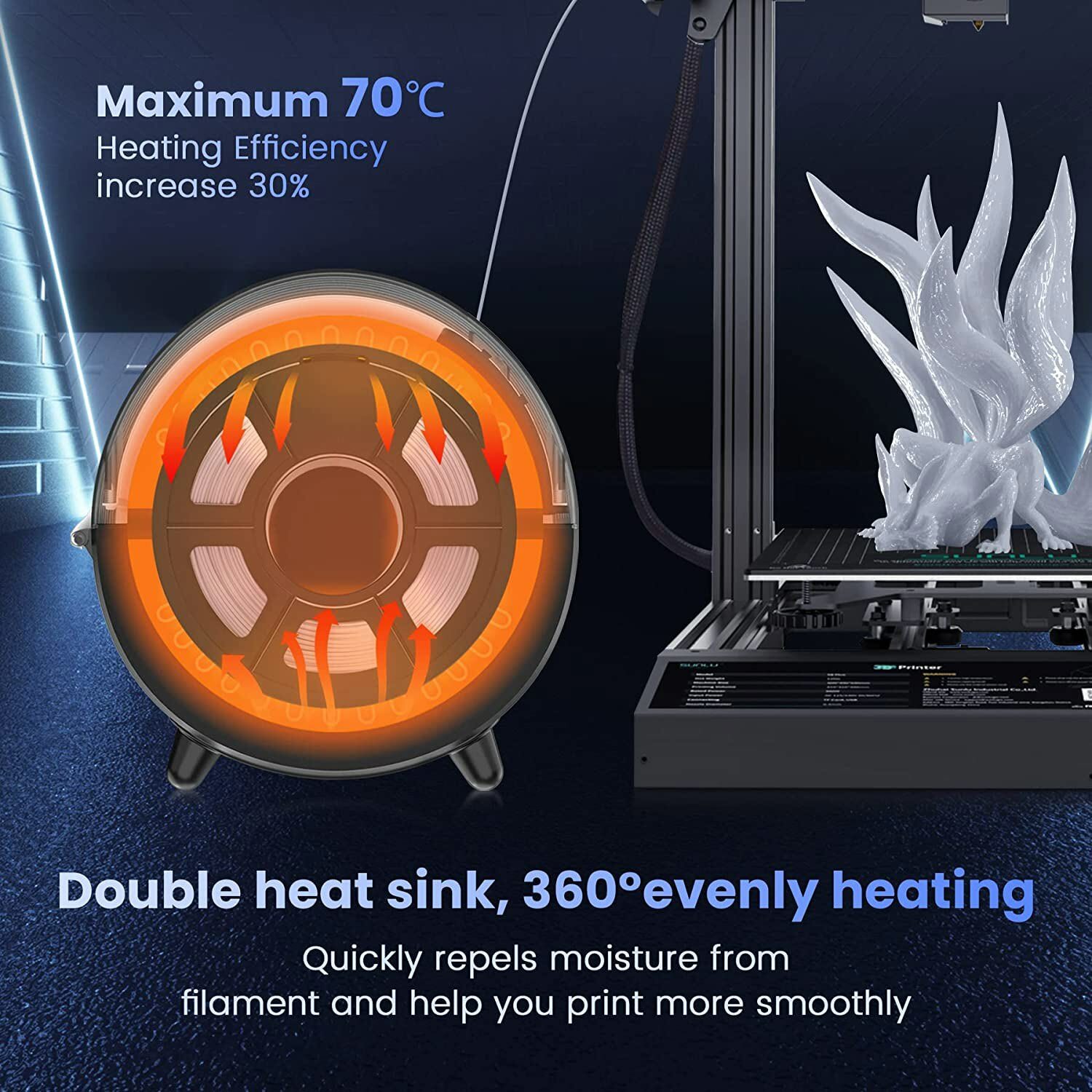 SUNLU Filament Dryer Box FilaDryer S2 Touch Screen 360° Heating