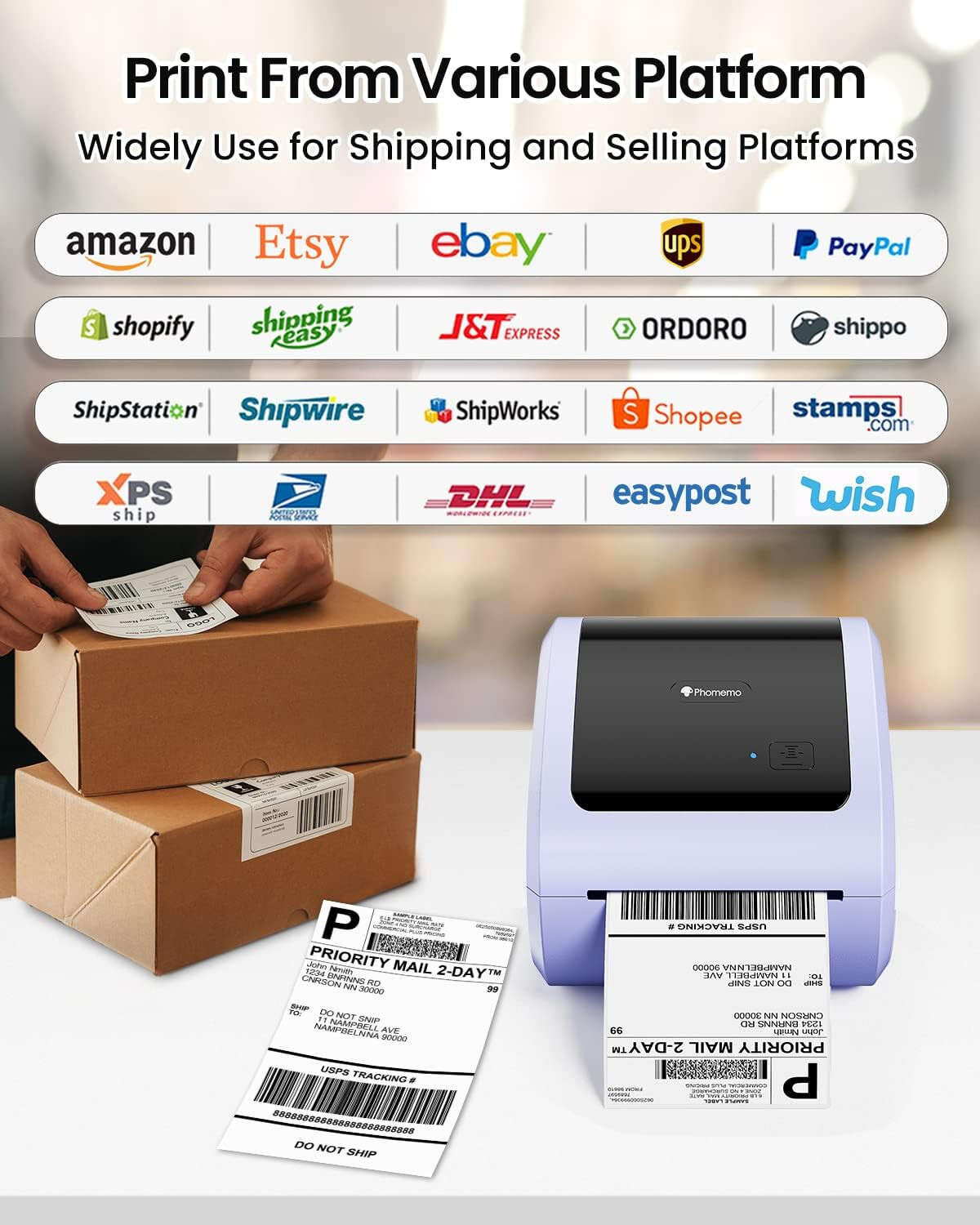 Phomemo D520 4×6 Shipping Label Printer Thermal Printer for USPS Pirate Ship LOT