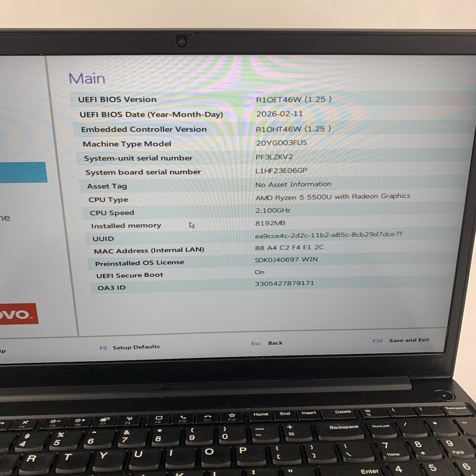 Lenovo ThinkPad E15 Gen 3 15.6″ Ryzen 5 5500U 2.1 GHz 8 GB RAM No OS/HDD/AC Dent