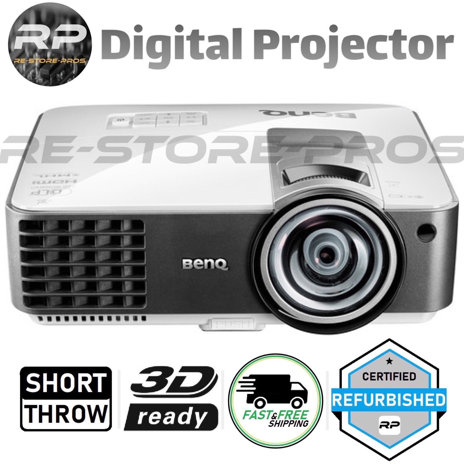 BenQ MW824ST Short Throw Projector HDMI WXGA DLP 3D 3200 Lumens | New Lamp