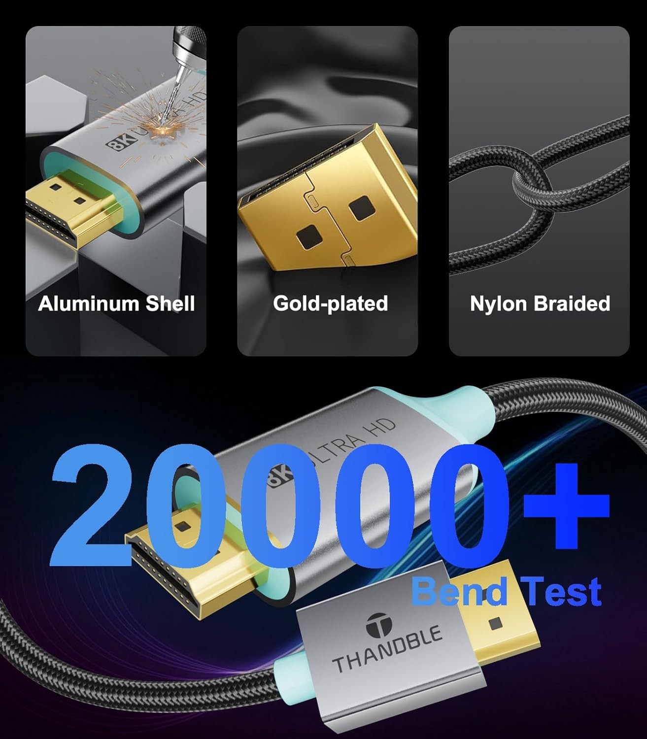 DisplayPort 1.4 to HDMI 2.1 Cable 10FT [8K@60Hz,4K@120Hz] Unidirectional…