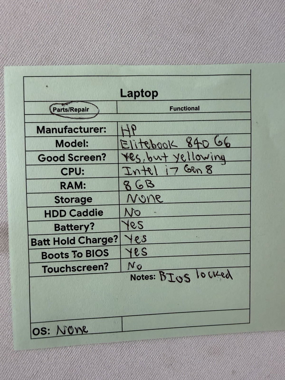 HP Elitebook 840 G6 Laptop – Screen Yellowing – Intel i7 Gen 8 – Read Des