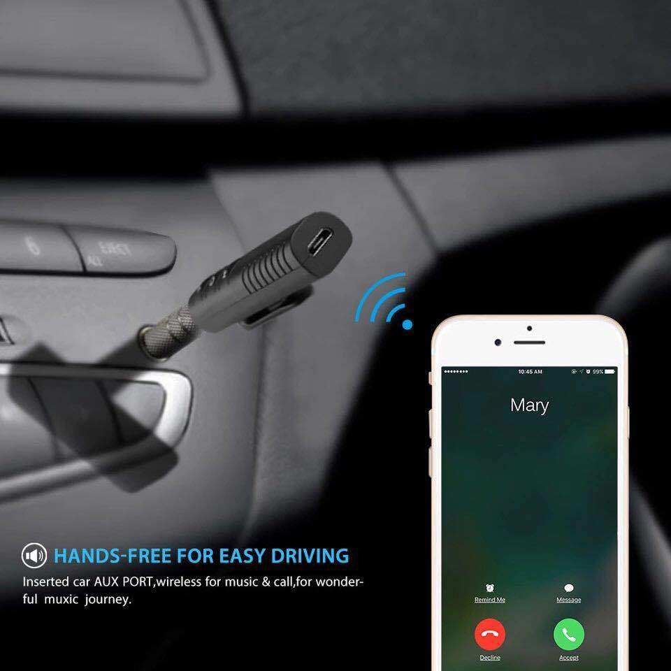 Wireless Bluetooth Receiver AUX 3.5mm Audio Stereo Music Hands Free Car Adapter