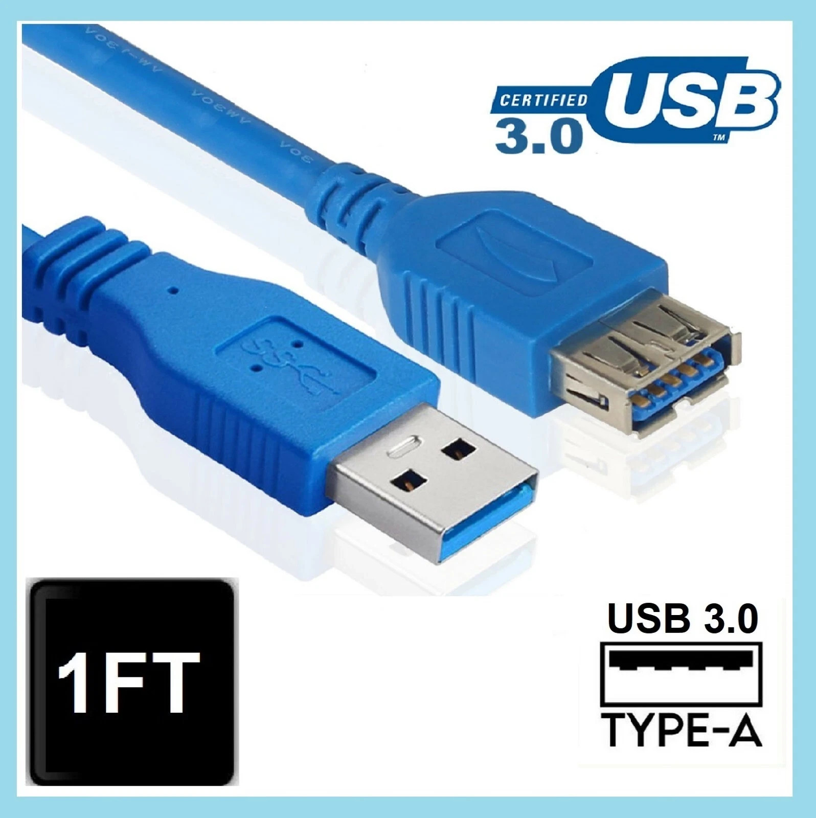 USB 2.0 3.0 Extension Extender Cable Cord USB A Male to Female 1-16FT HIGH SPEED