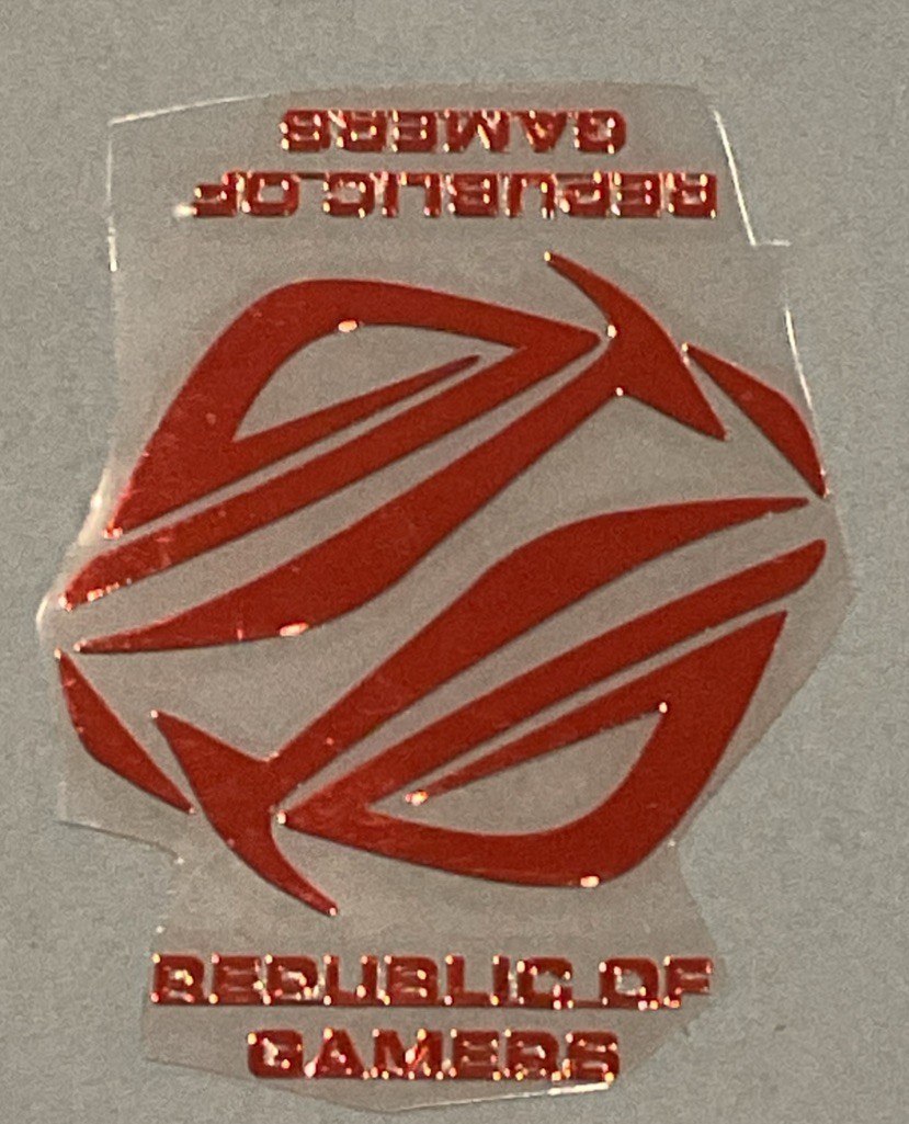 2 pcs Sticker-REPUBLIC OF GAMERS Red Chrome Color Logo Decal- Approx 55 X 40mm