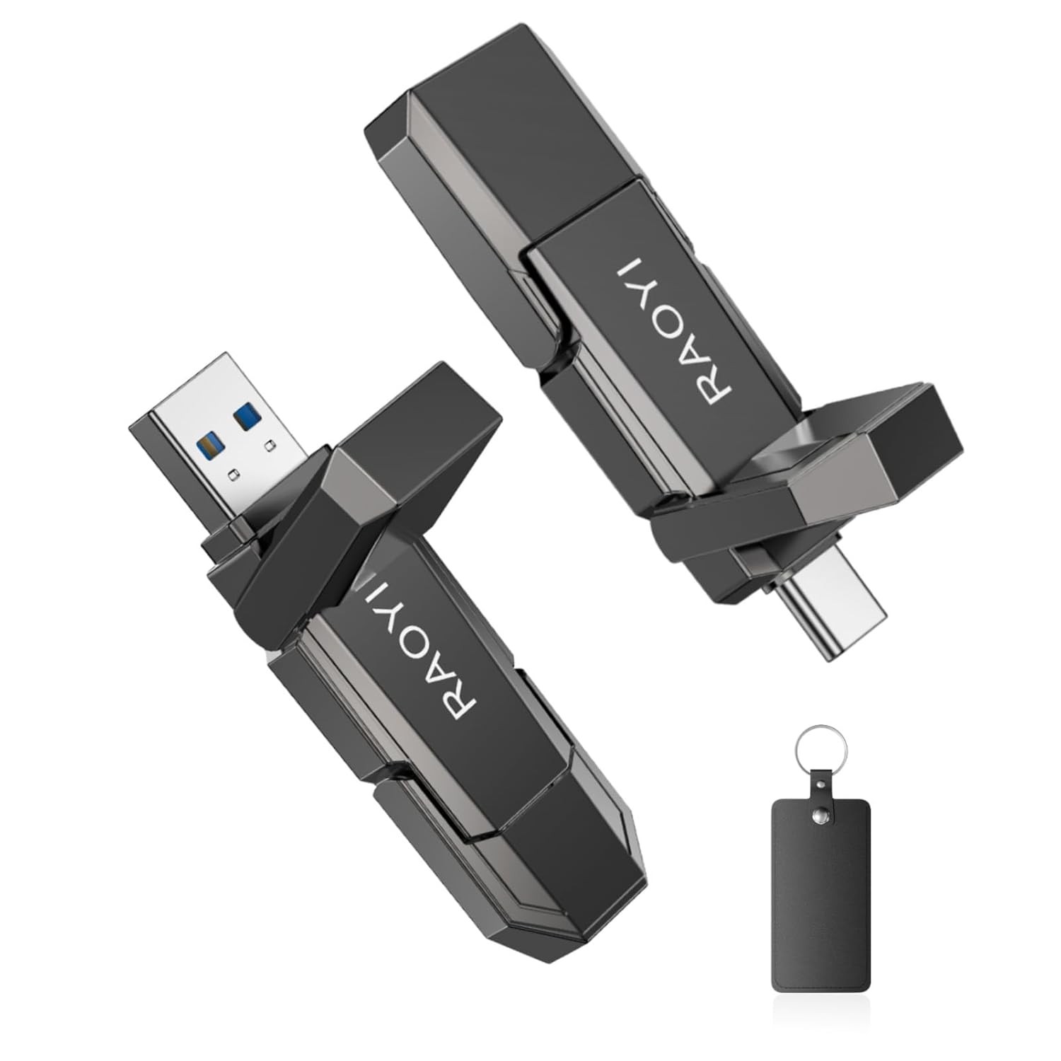 128GB USB C External SSD Portable Solid State Drive 450MB/s 2-in-1 RAOYI