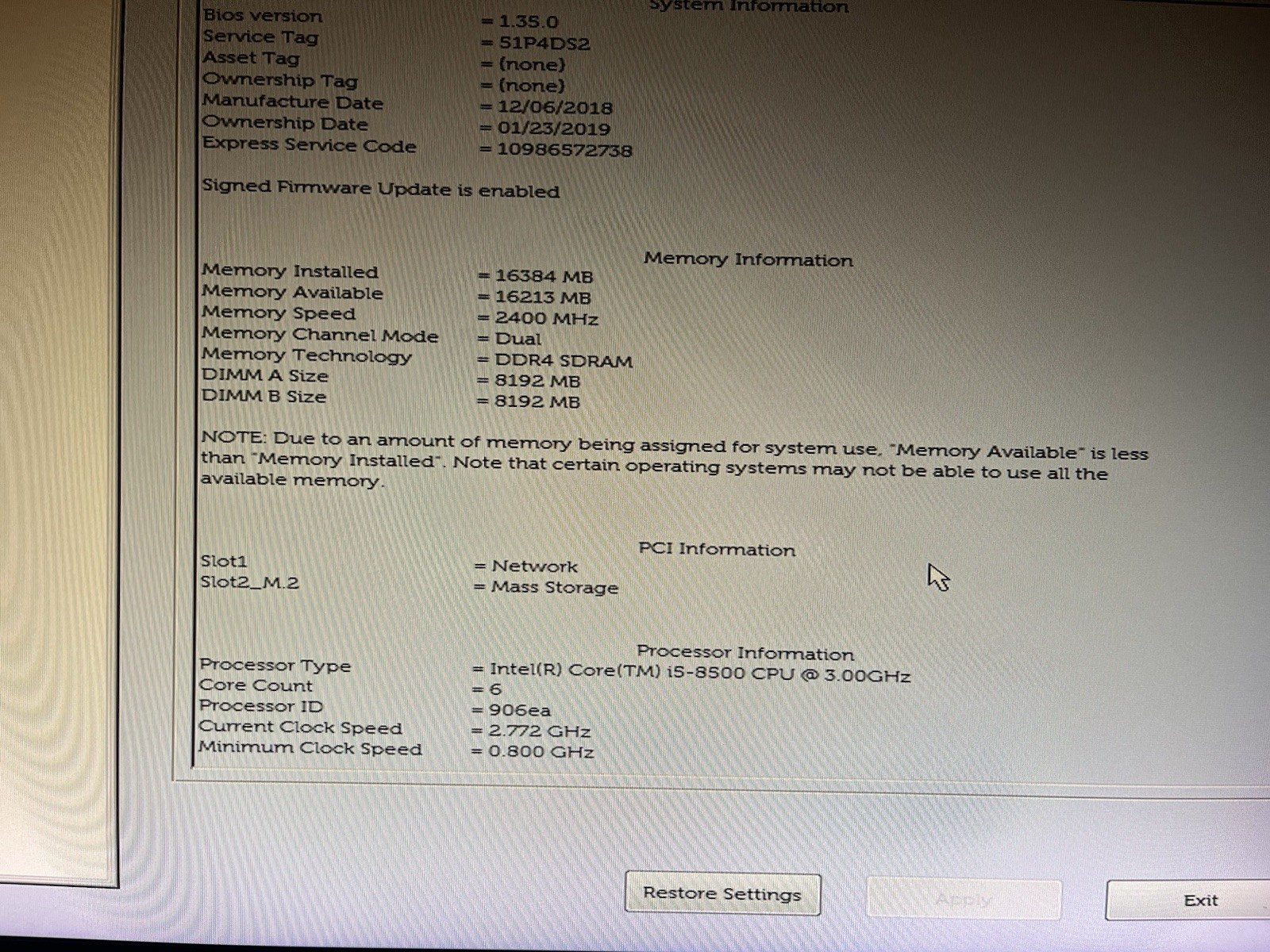 Dell OptiPlex 7460 AIO, i5-8500, 16GB DDR4, 256GB SSD, Win 11, BACKLIGHT ISSUE