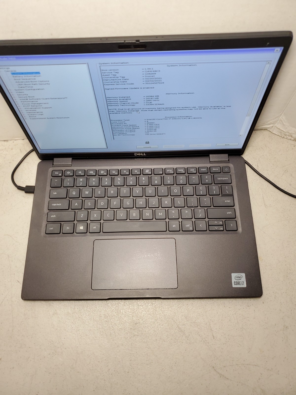 Dell Latitude 7410 14″ Laptop i7-10610U 16GB RAM NO SSD/OS! BIOS PW! #69
