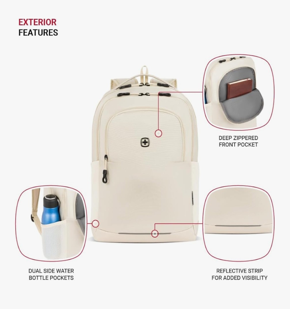 SwissGear Orientation 16″ Laptop Backpack Sandshell 17″x12″x7″ – Beige