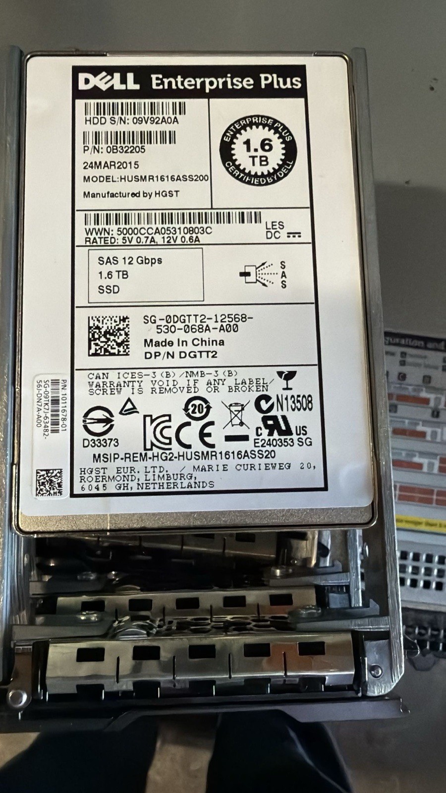 Dell Compellent 1.6TB DGTT2 Read Intensive 12G SAS 2.5″ SSD