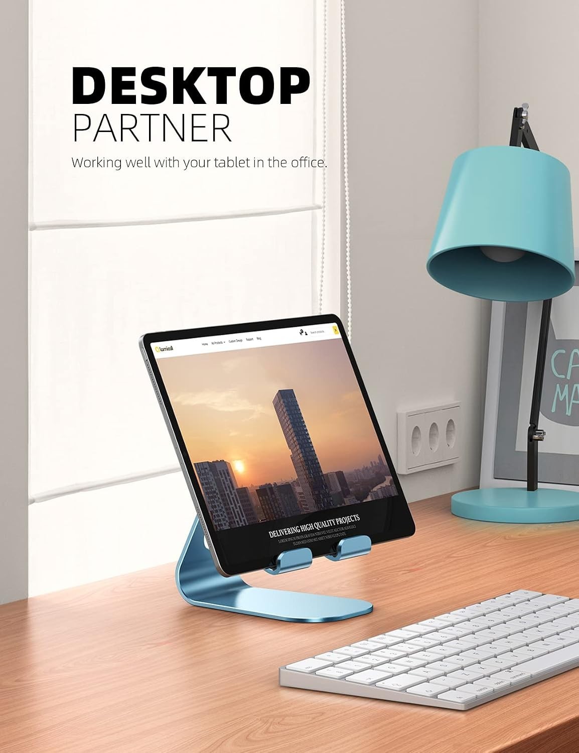 Tablet Stand Adjustable Desktop Holder for iPad Samsung Phone Blue