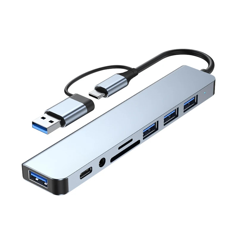 8 in 2 USB C Hub Multiport Adapter Type C Splitter Dock Fast Data Charging