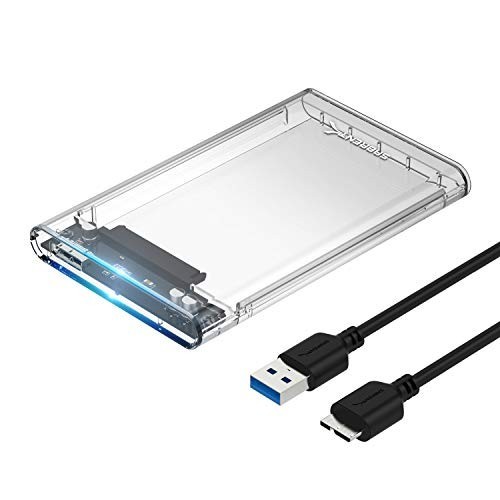 2.5 Inch SATA to USB 3.0 External SSD HDD Enclosure Clear Tool-Free