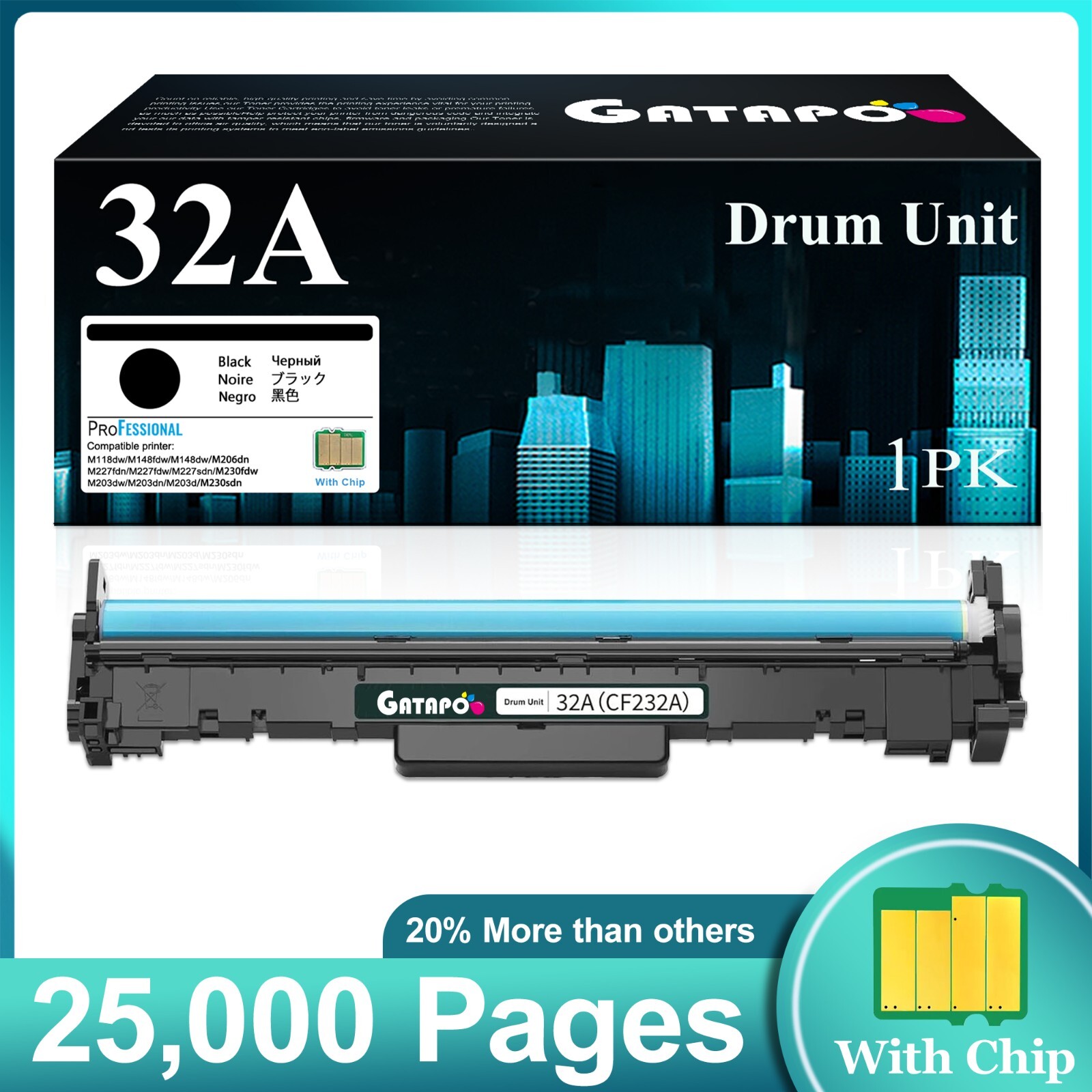 GATAPO® 32A CF232A Drum for HP M203dw M227fdw M148dw M203dn Printers (1-Pack)