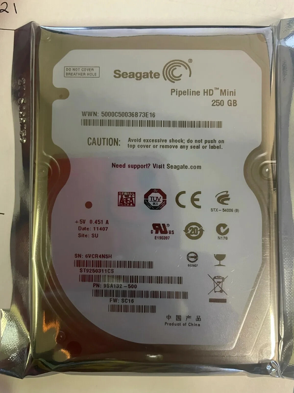 LOT OF 5 ST9250311CS 250GB 5400RPM 8MB cache 2.5″ SATA 3.0Gb/s