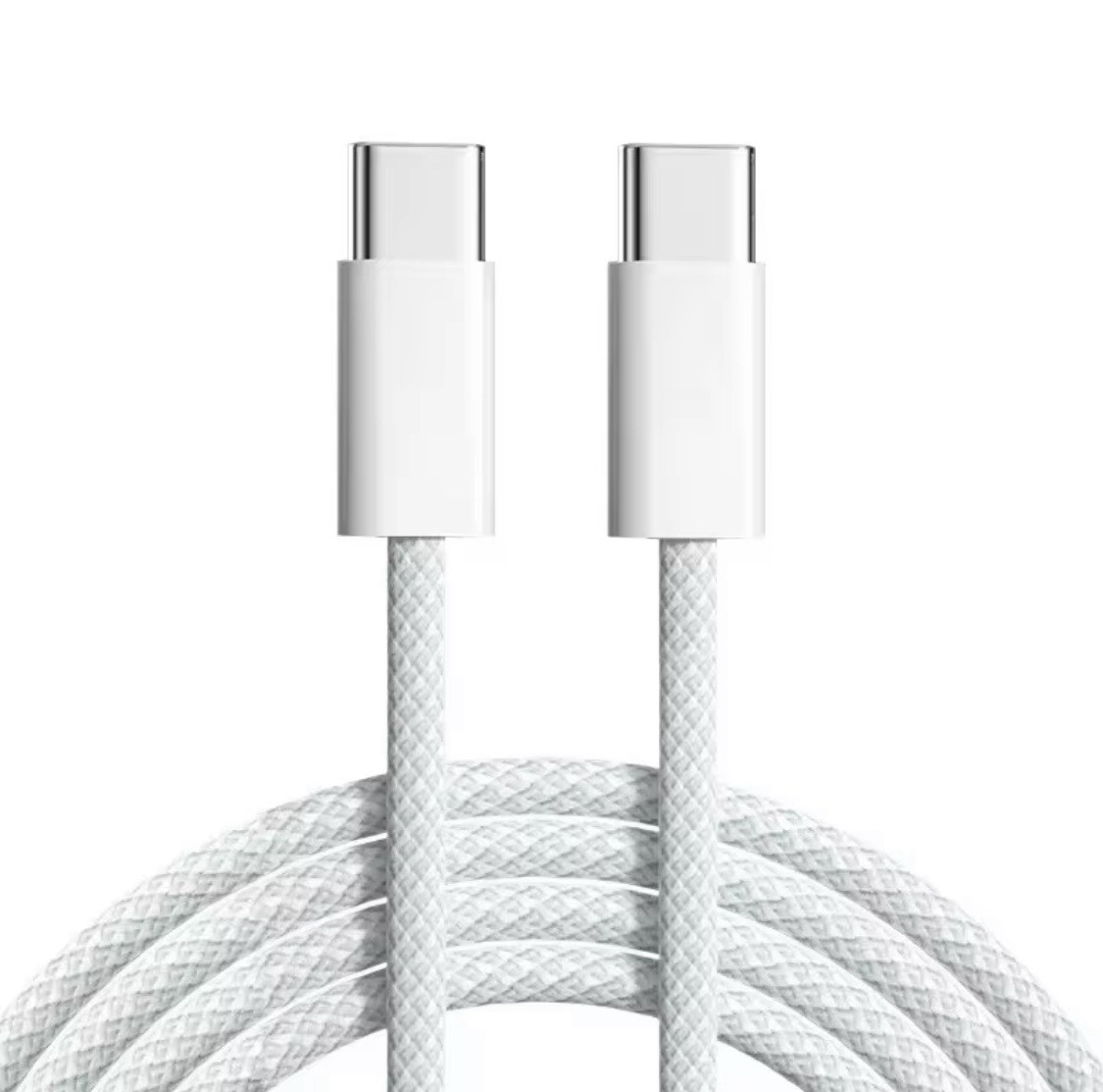 Brand New USB-C to USB-C USB Cable 2m, White Braided- Universal Compatibility