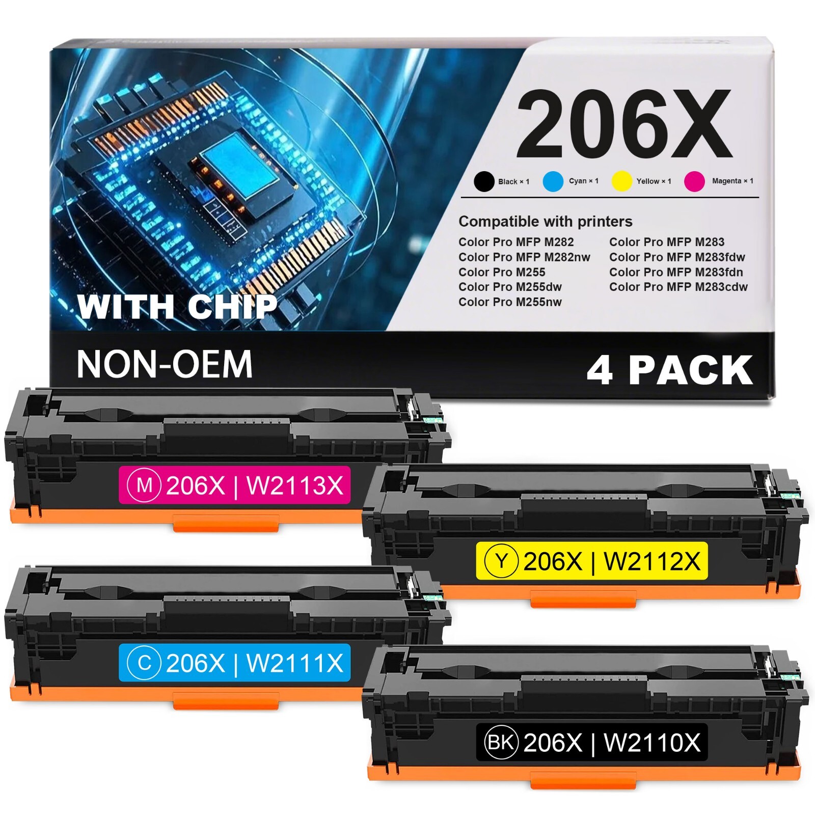 GATAPO® 206X Compatible Toner Cartridges 4 Pack High Yield (with Chip)