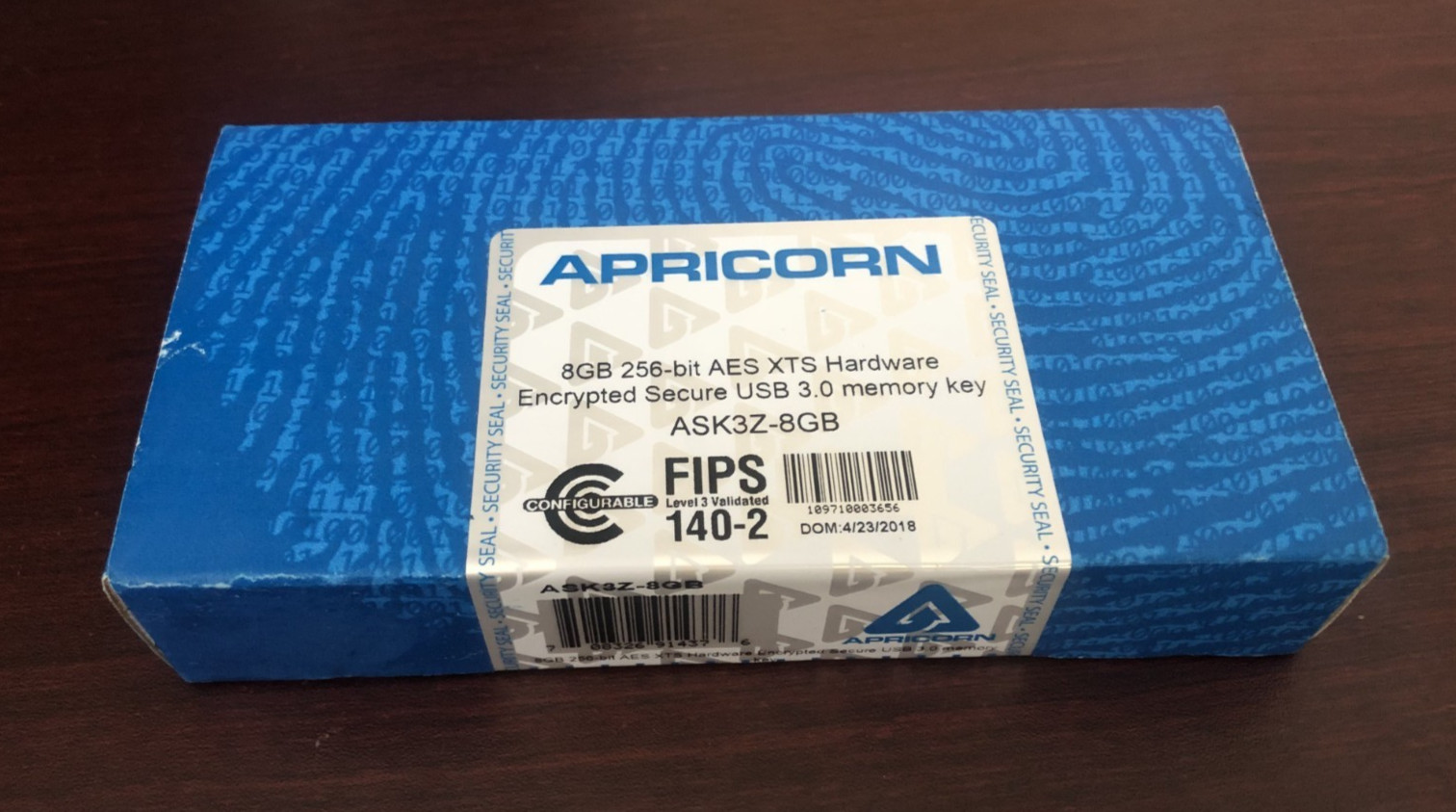 APRICORN 8BG 256-bit AES XTS Hardware Encrypted Secure USB 3.0 memory key
