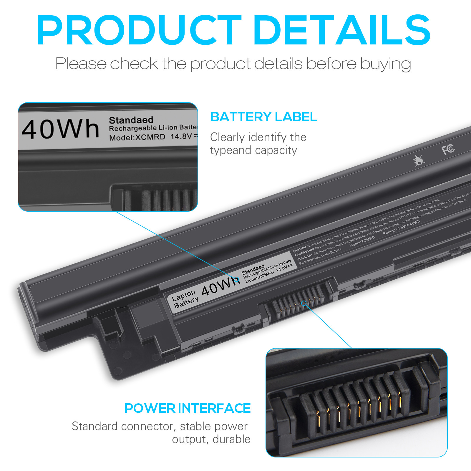 Battery XCMRD 40Wh 14.8V For Dell Inspiron 14-3421 15-3521 5521 17-3721 5721